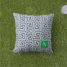 Preppy Grekisk Nyckel Monogram – Marinblå & Grön