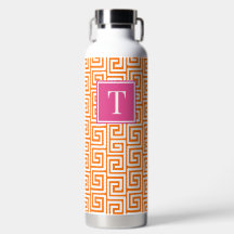 Preppy Grekisk Nyckel Monogram - Orange & Hot Pink