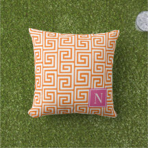 Preppy Grekisk Nyckel Monogram – Orange & Hot Pink