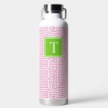 Preppy grekisk nyckelmonogram - Rosa & Limegrön
