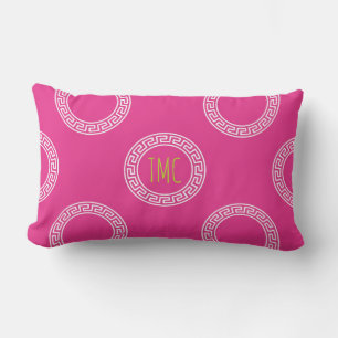 Preppy Grekiska Nyckelring Rosa White Monogram Ini Lumbarkudde