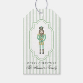 Preppy Grön Akvarell Nötknäppare Jul Presentetikett