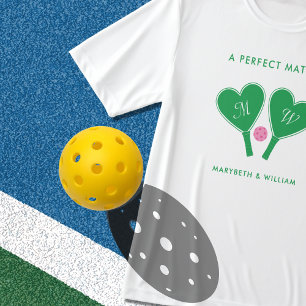 Preppy Grön och Rosa Bröllop Pickleball T Shirt