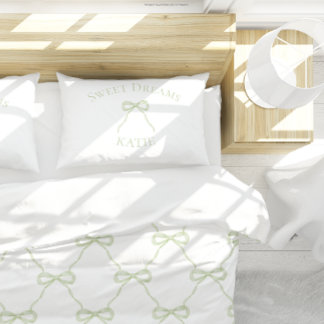 Preppy Grönt Bow Sweet Dreams Prydnadskudde