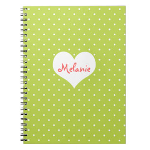 Preppy grönt polka personlig journal anteckningsbok med spiral
