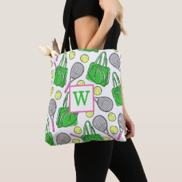 Preppy Grönt Rosa Tennis Racquet Bag Bollar Initia Tygkasse