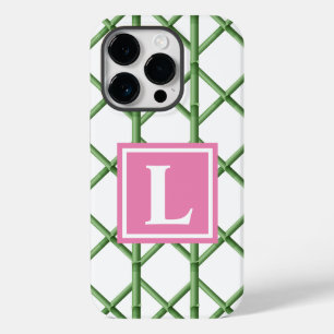 Preppy Grönt Trellis Bamboo Mönster Monogram