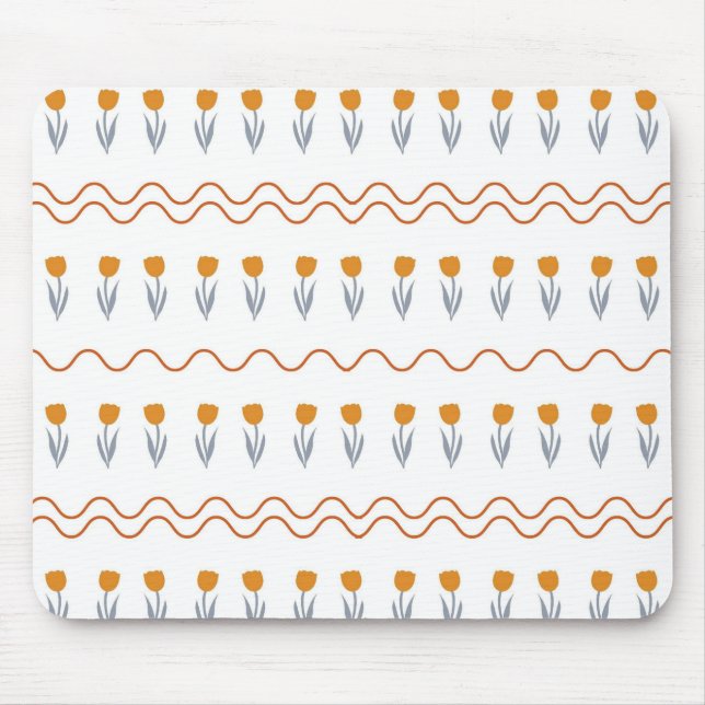 Preppy Groovy Rand Tulip Flower Mönster Musmatta (Framsidan)