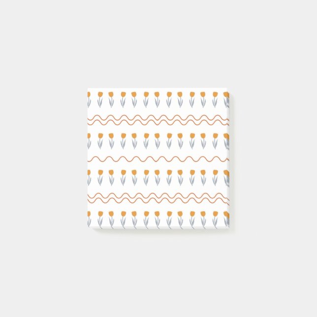 Preppy Groovy Rand Tulip Flower Mönster Post-it Block (Framsida)