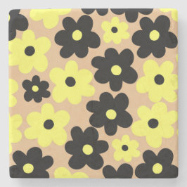 Preppy Gult Black Hippie Flower Mönster Stenunderlägg
