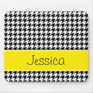 Preppy gult och svart Houndstooth personlig Musmatta
