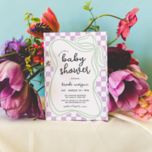 Preppy Hand plockade Bow Gender Neutral Baby Showe Inbjudningar