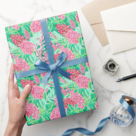 Preppy Handflatan Beach Tropical Flowers Mönster Presentpapper