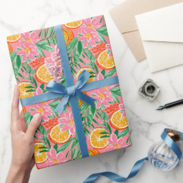 Preppy Handflatan Beach Tropical Orange Mönster Presentpapper