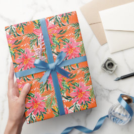 Preppy Handflatan Beach Tropical Orange Mönster Presentpapper