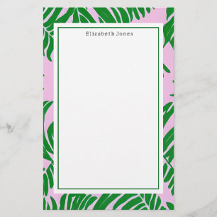 Preppy Handflatan Träd Rosa + Grönt Brevpapper
