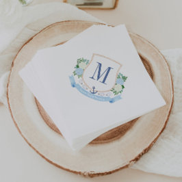 Preppy Handmålad Coastal Monogram Baby Shower-fest Pappersservett