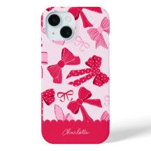 Preppy Handritad Coquette Rosa Röda Slingor