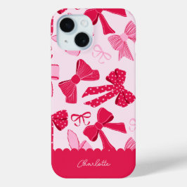 Preppy Handritad Coquette Rosa Röda Slingor