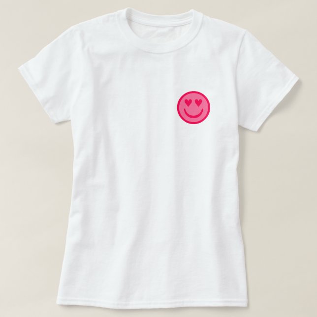 Preppy Heart Lycklig Ansikte T-Shirt (Design framsida)