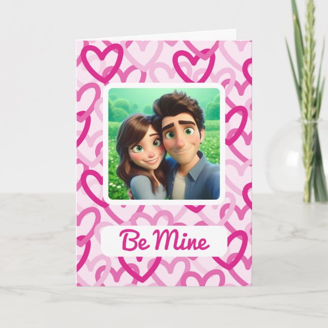 Preppy Hearts Pink Helgkort (Framsida)