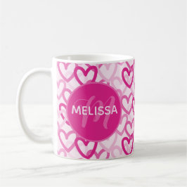 Preppy Hearts Pink Kaffemugg