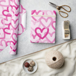 Preppy Hearts Pink Presentpapper