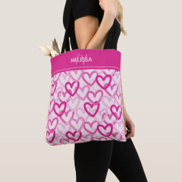 Preppy Hearts Pink Tygkasse