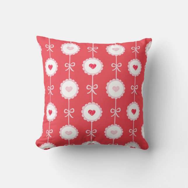 Preppy Hearts Valentine Day Kudde (Framsida)
