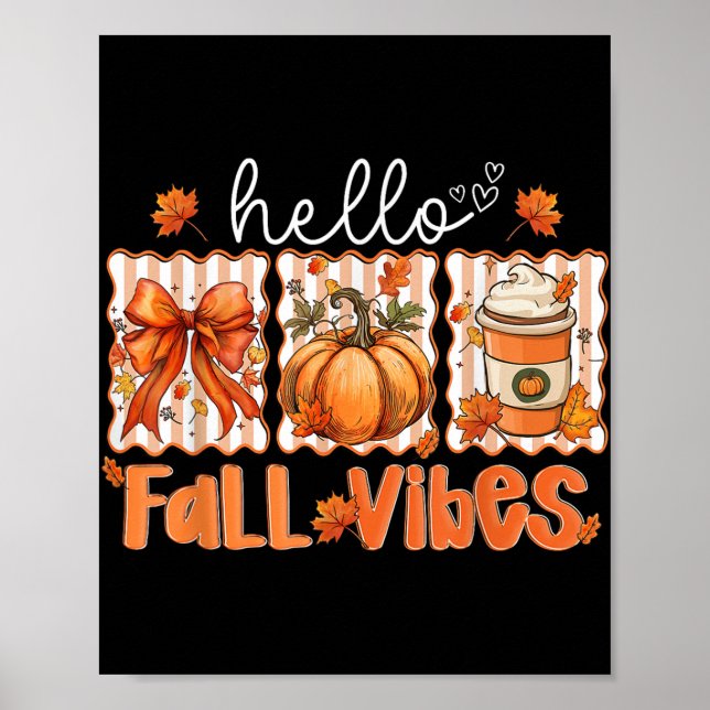 Preppy Hej Fall Vibes Coquette Latte Pumpkin Tha Poster (Framsidan)