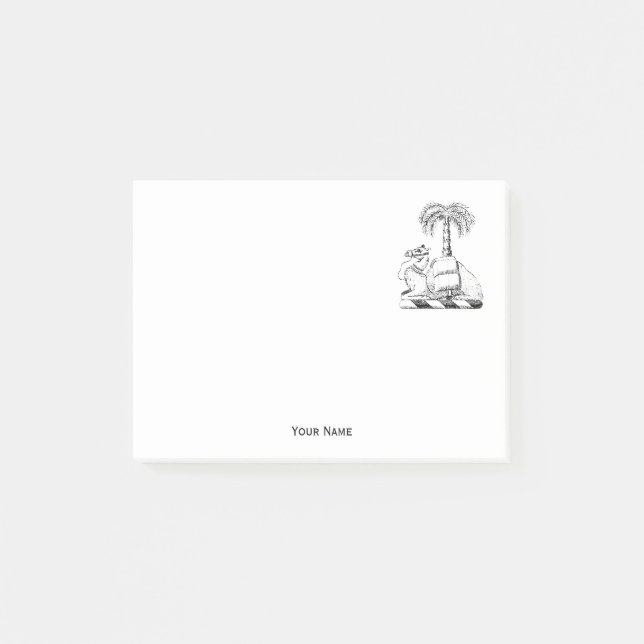 Preppy Heraldic Camel Handflatan Träd Jackar Arm Post-it Block (Framsida)