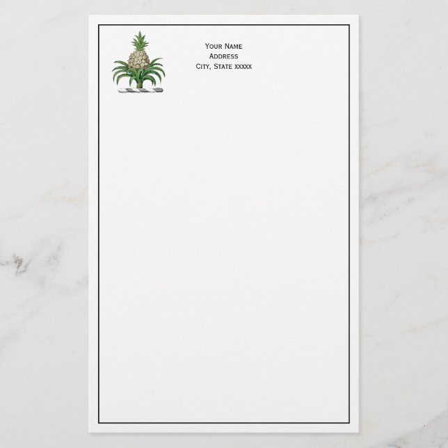 Preppy Heraldic Pineapple Jackar Arm Vapensköld Brevpapper (Framsida)