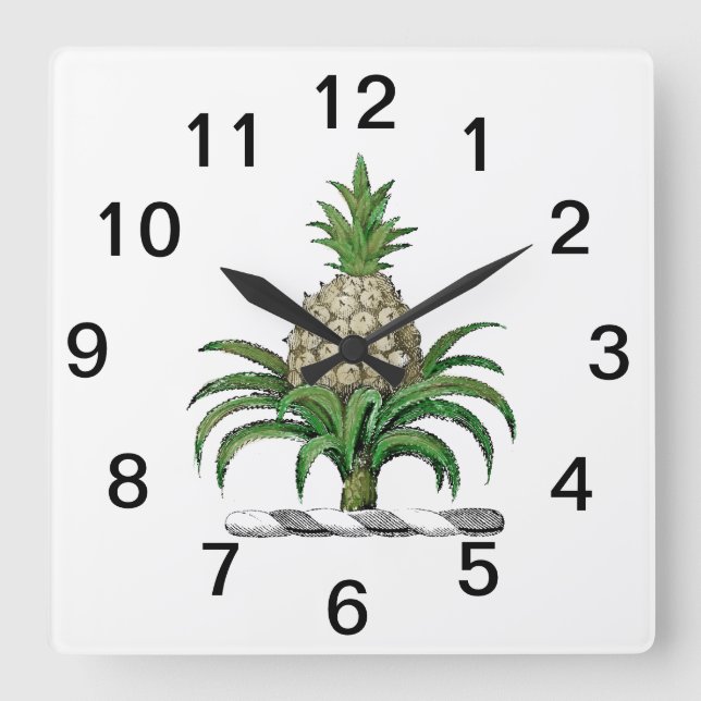 Preppy Heraldic Pineapple Jackar Arm Vapensköld Fyrkantig Klocka (Framsida)