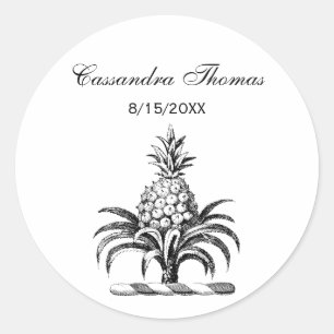 Preppy Heraldic Pineapple Jackar Arm Vapensköld Runt Klistermärke
