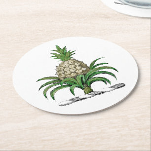 Preppy Heraldic Pineapple Jackar Arm Vapensköld Underlägg Papper Rund