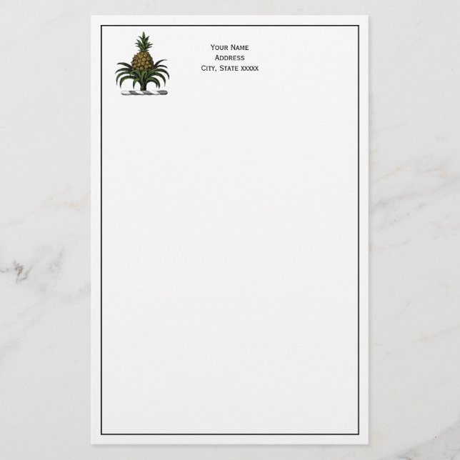 Preppy Heraldic Pineapple Vapensköld Färg WT Brevpapper (Framsida)