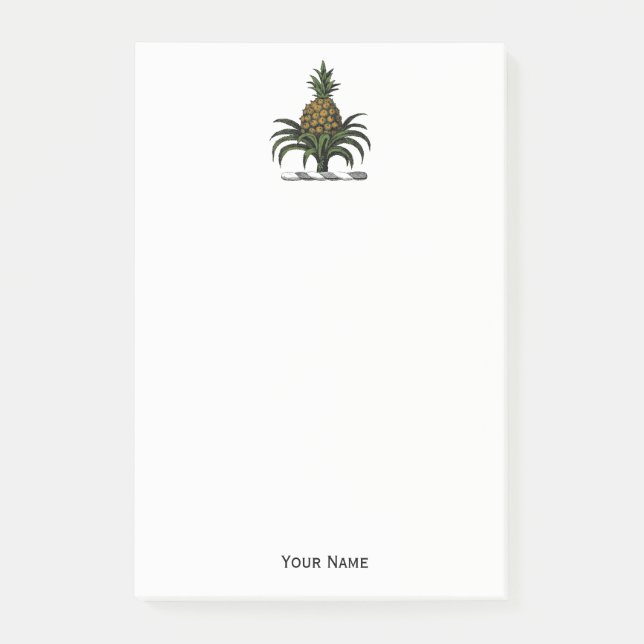 Preppy Heraldic Pineapple Vapensköld Färg WT Post-it Block (Framsida)