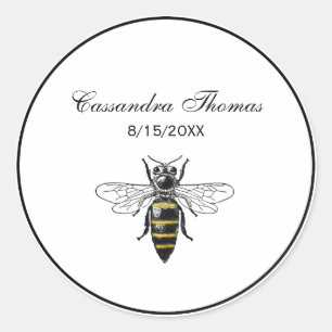 Preppy Heraldic Vintage Bee #2 Jackar Arm C Runt Klistermärke