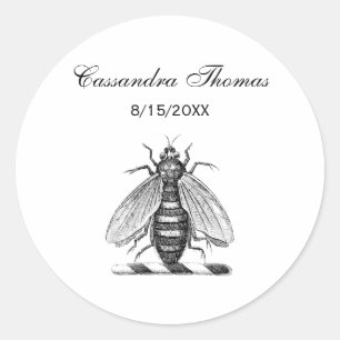 Preppy Heraldic Vintage Bee Jackar Arm Emblem Runt Klistermärke