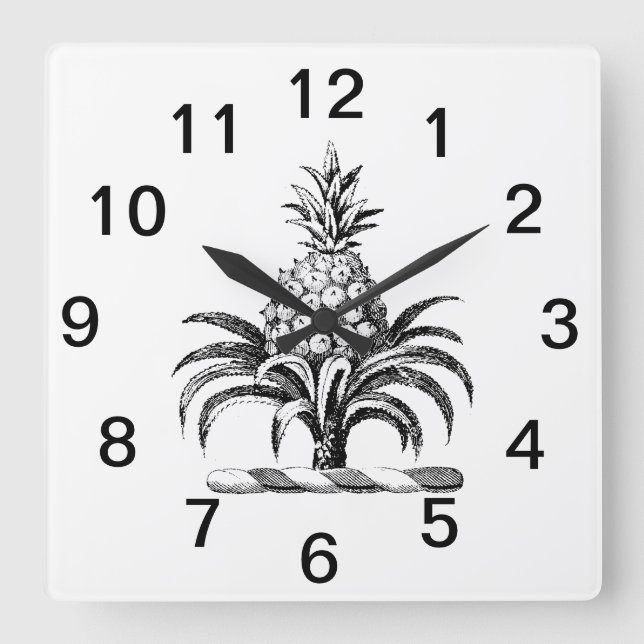 Preppy Heraldisk Ananas Vapen Crest Fyrkantig Klocka (Framsida)