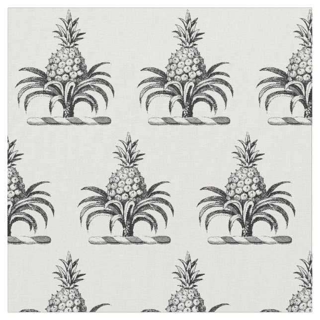 Preppy Heraldisk Ananas Vapen Crest Tyg (Närbild)