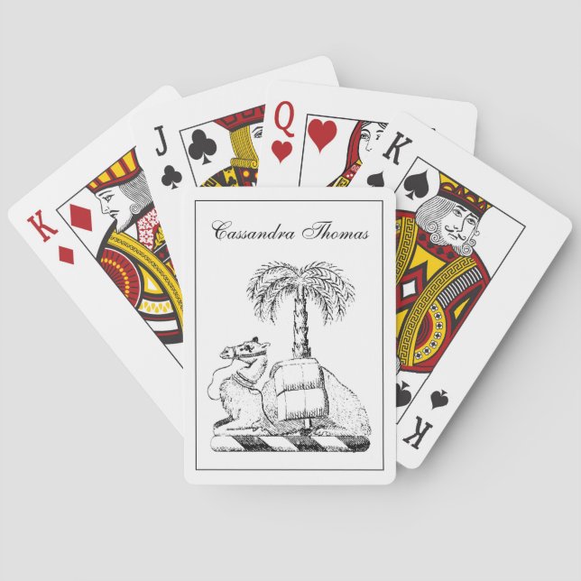Preppy Heraldisk Kamel Palmtree Vapen Casinokort (Baksidan)