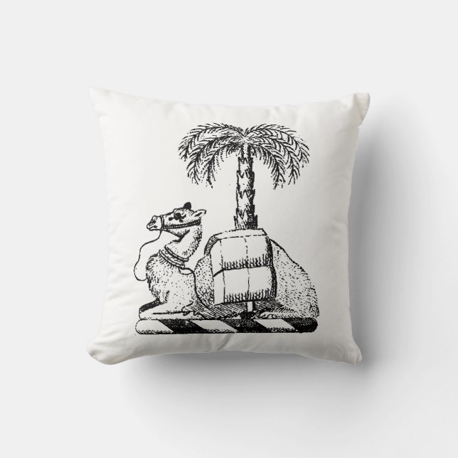 Preppy Heraldisk Kamel Palmtree Vapen Kudde (Framsida)
