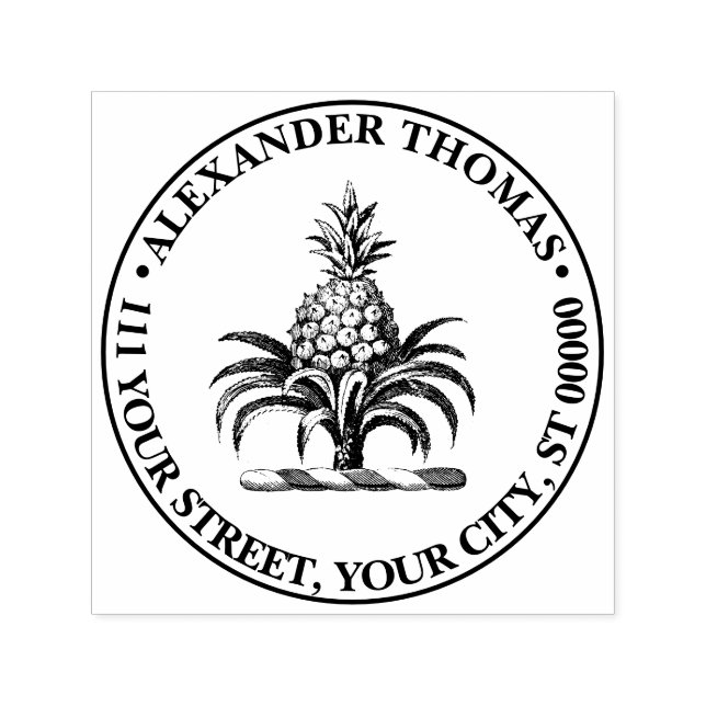 Preppy Heraldisk Pineapple Vapen Crest Självfärgande Stämpel (Design)
