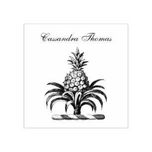 Preppy Heraldisk Pineapple Vapenmärke Namn Stämpel