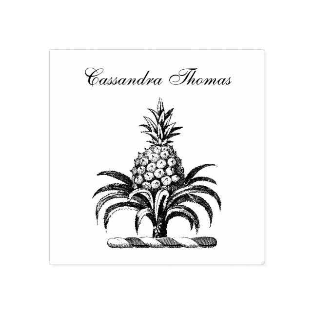 Preppy Heraldisk Pineapple Vapenmärke Namn Stämpel (Tryck)