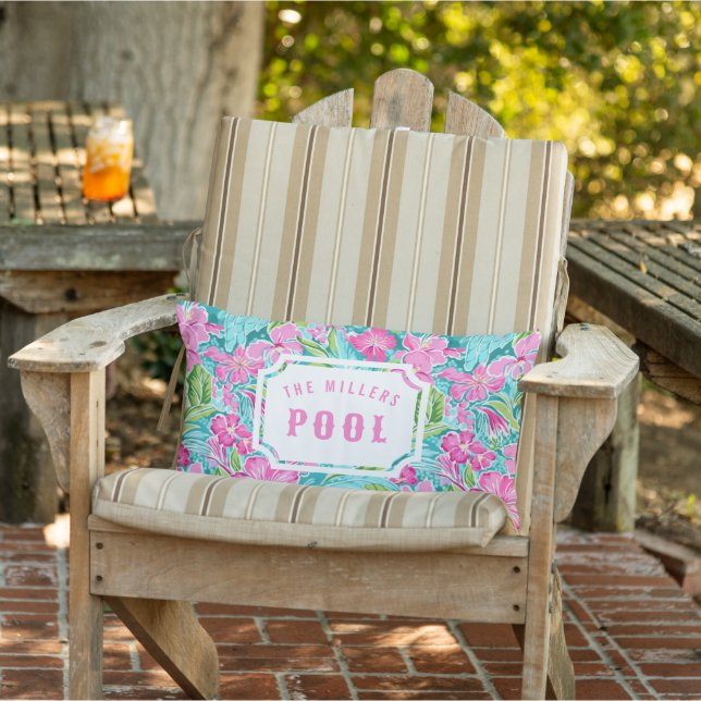 Preppy Hibiscus | Bassäng och Patio Lumbarkudde (Stol)