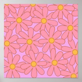 Preppy Hippie Rosa Lila Flower Mönster Poster
