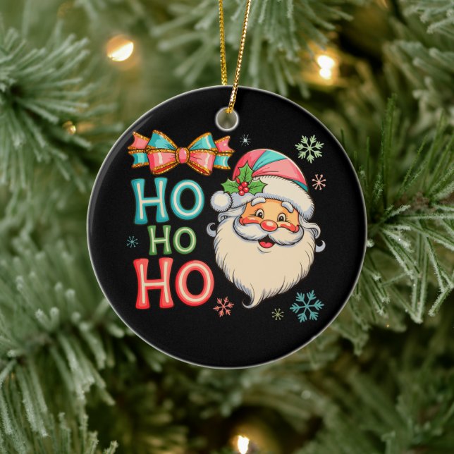 Preppy Ho Ho Tomte Jul Coquette Bow Xmas Julgransprydnad Keramik (Träd)