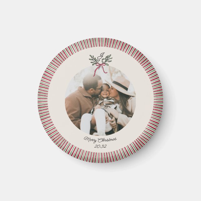 Preppy Holiday Ornament Magnet with Photo  (Framsidan)